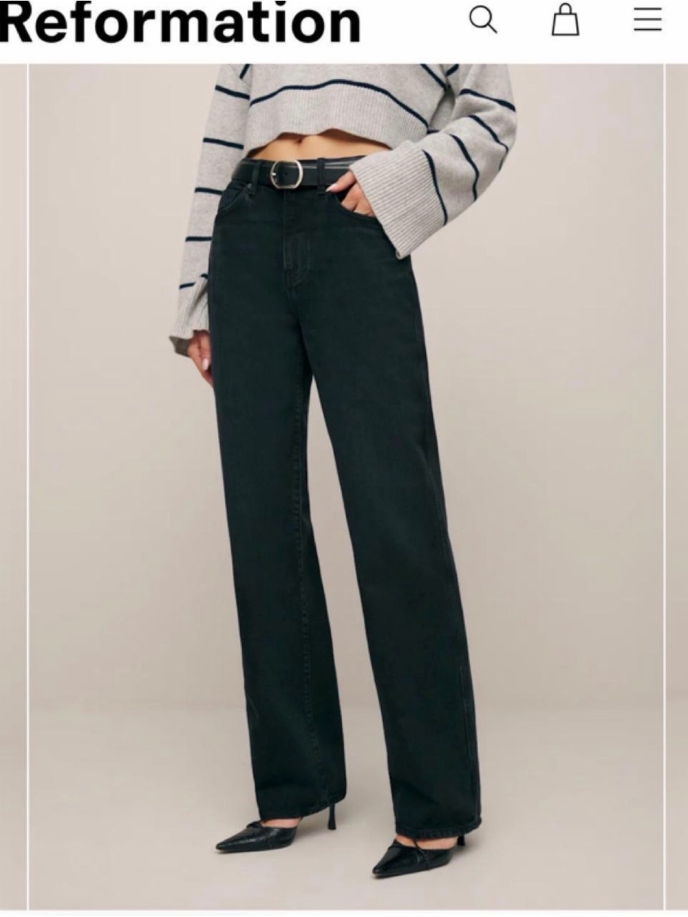 Reformation Black Val 90s Wide-Leg High-Rise Jeans